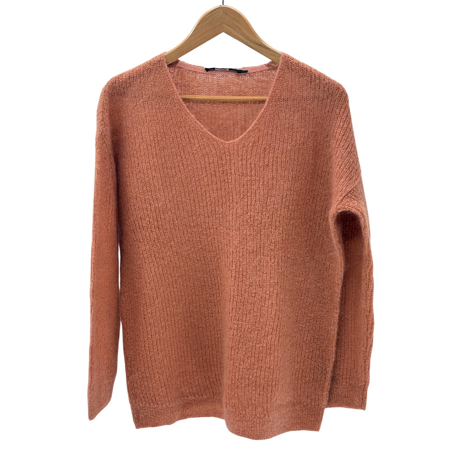 Jenni Kayne Sweater Mohair V Neck Overized Women Xs Orange Loose Knit